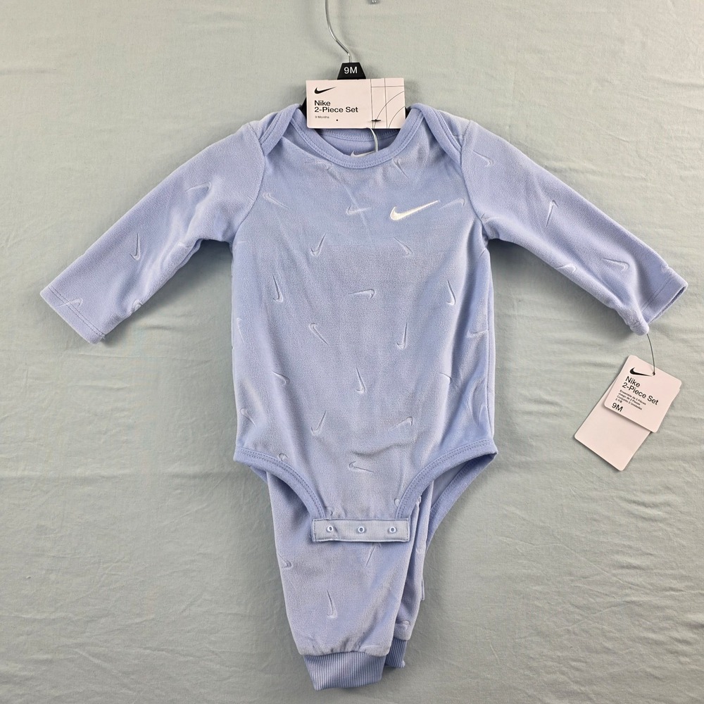 NEW WT Nike Baby Long Sleeve Bodysuit & Pants Set  9 months Hard To Find! Soft!